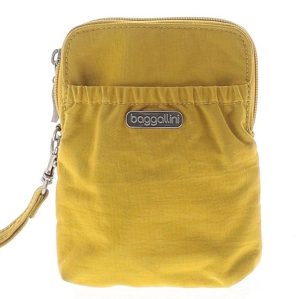 Baggallini Mustard Yellow Nylon Wristlet Pouch Travel Organizer Zip Bag Vacay